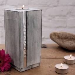 Wooden Block Tealight Holder - Personalised Candle 5Th Anniversary Wood Handcrafted Tea Light Candleholder - thumbnail 3