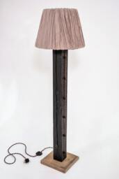 Handmade Reclaimed Wood Floor Lamp Base With Vintage Elements - thumbnail 1