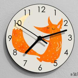 Fox Watercolor Wall Clock - Kids Nursery Room, Teens Baby Room - thumbnail 2