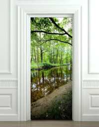 Forest Door Wallpaper, Sticker, Mural, Wall Trees & River Living Room Bedroom Home Decor, Decor Mural - thumbnail 2