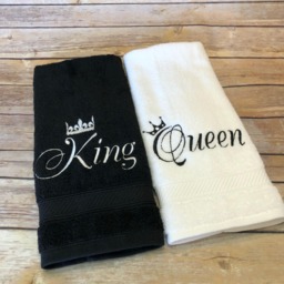 King & Queen Embroidered Towel August Ave, His Hers - thumbnail 3