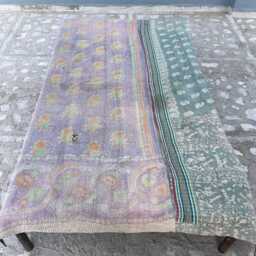 Cotton Kantha Quilt Block Print Handmade Reversible Patchwork Bohemian Blanket - thumbnail 4