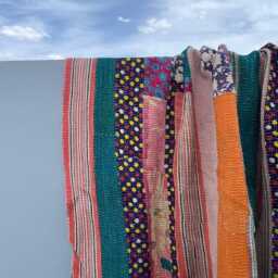 Cotton Kantha Quilt Block Print Handmade Reversible Patchwork Bohemian Blanket - thumbnail 2