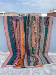 Cotton Kantha Quilt Block Print Handmade Reversible Patchwork Bohemian Blanket - thumbnail 1