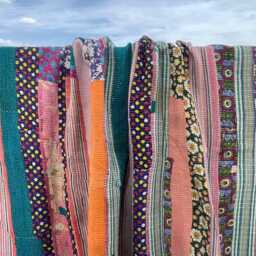 Cotton Kantha Quilt Block Print Handmade Reversible Patchwork Bohemian Blanket - thumbnail 3
