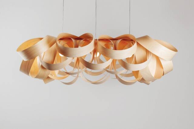 Handcrafted Wooden Linear Chandelier-style Lamp For Modern Dining Rooms Large, Sculptural Ceiling Lamp - image 1