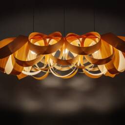 Handcrafted Wooden Linear Chandelier-style Lamp For Modern Dining Rooms Large, Sculptural Ceiling Lamp - thumbnail 2