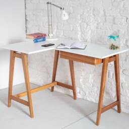 L-Shaped Corner Desk With One Drawer - Luka Oak Finish, Left Hand - thumbnail 3