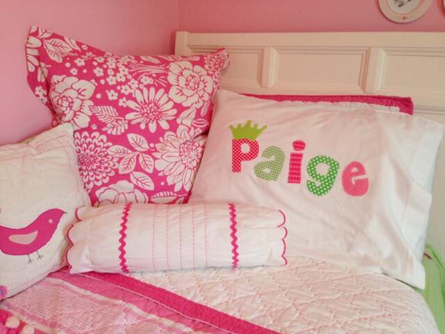 Match Your Room - Personalized Satin Pillow Case Applique Letters 320 Thread Count - image 1