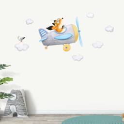 Fox Fabric Wall Decal, Airplane Nursery, Toddler Watercolour Room Decor, Kids Stickers, Neutral Nursery - thumbnail 3