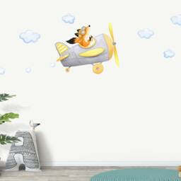 Fox Fabric Wall Decal, Airplane Nursery, Toddler Watercolour Room Decor, Kids Stickers, Neutral Nursery - thumbnail 2