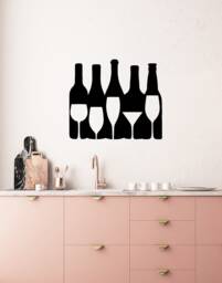 Bottles Glasses Vinyl Wall Decal Bar Restaurant Kitchen Stickers Mural - #3017Di