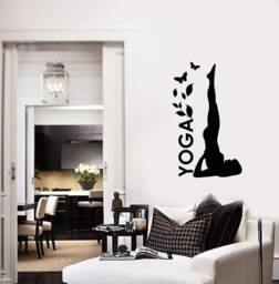 Yoga Vinyl Wall Decal Pose Studio Woman Silhouette Home Interior Stickers Mural - #2865Di - thumbnail 1