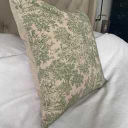 French Toile De Jouy Pillow Cover, Vintage Green Linen Bedding - thumbnail 3