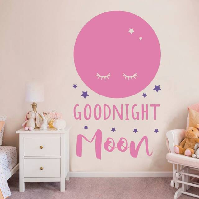 Nursery Wall Decal Goodnight Moon, Stars - Baby Room Decor - image 1