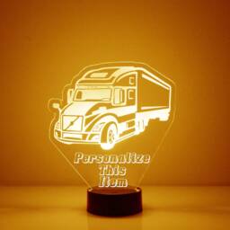 Light Up 18 Wheeler, Custom Engraved Night Light, Personalized Free, 16 Color Options With Remote Control, Tractor Trailer - thumbnail 4
