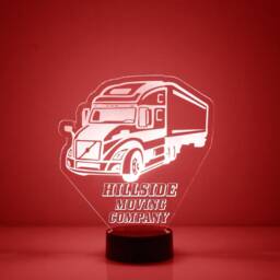 Light Up 18 Wheeler, Custom Engraved Night Light, Personalized Free, 16 Color Options With Remote Control, Tractor Trailer