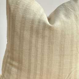Handwoven Hemp Striped Pillow Beige Neutral Lumbar Cover - thumbnail 3