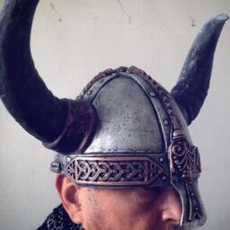 Horned Viking Helmet Skyrim Medieval Armor, Larp Costume - thumbnail 2