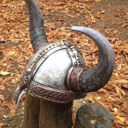 Horned Viking Helmet Skyrim Medieval Armor, Larp Costume - thumbnail 4