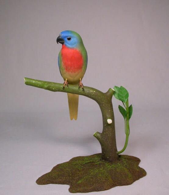 Splendid Grass Parakeet Wooden Carved Bird Carving - image 1