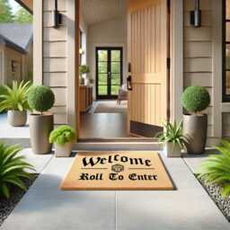 Welcome Roll To Enter Doormat, Funny Dnd Mat, Rpg Gamer Gift, Geeky Front Door Rug, Dice Theme Dungeon Master Decor - thumbnail 2