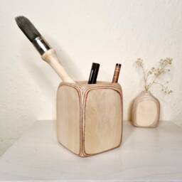 Handmade Plywood Desk Organizer Wooden Pencil Pot Holder, Storage, Office Accessories, Office Storage & Decoration Gift, Pencil Holder