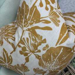 Japonica Print Linen Cushion Cover - John Lewis Fabric - thumbnail 3