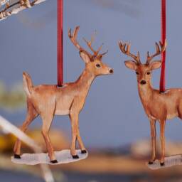 Rustic Wooden Christmas Decorations Family Of Deer Hanging Ornaments - Holiday Tree Decor, Decorations - thumbnail 3