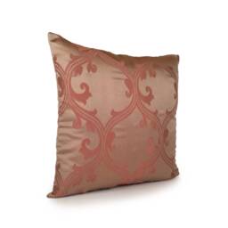 Tan & Salmon Pillow, Patterned Throw Pillow Cover, Decorative Cushion Accent Silk Blend Pillow - thumbnail 2