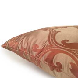 Tan & Salmon Pillow, Patterned Throw Pillow Cover, Decorative Cushion Accent Silk Blend Pillow - thumbnail 4