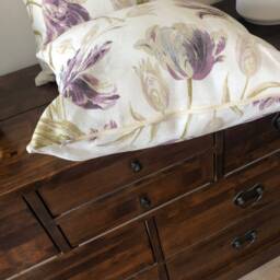 One Reversible Cushion Cover Made in Laura Ashley Gosford Plum Purple Tulip Floral Lounge Bedroom Armchair Couch Cottage Birthday Present - thumbnail 2