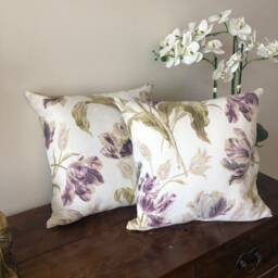 One Reversible Cushion Cover Made in Laura Ashley Gosford Plum Purple Tulip Floral Lounge Bedroom Armchair Couch Cottage Birthday Present - thumbnail 3