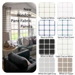 Slub Textured Cotton Curtains Modern Windowpane & White Plaid Grid - thumbnail 2