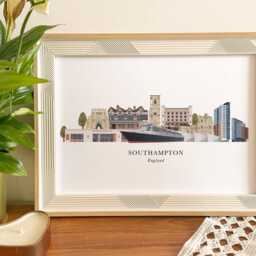 Southampton Skyline Print, Cityscape, Wall Art, Gift, Illustration, Poster - thumbnail 2