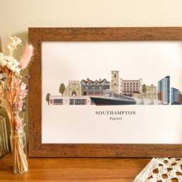 Southampton Skyline Print, Cityscape, Wall Art, Gift, Illustration, Poster - thumbnail 3