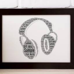Personalised Headphones Word Art Print Musician Gift, Wall Art, Your Words - thumbnail 2