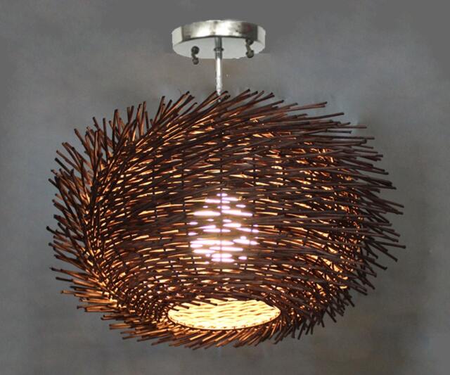 Rattan Bird Nest Flush Mount Ceiling Light, Hallway Lighting - image 1