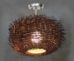 Rattan Bird Nest Flush Mount Ceiling Light, Hallway Lighting