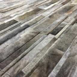 Cowhide Patchwork Rug, Gray Brown Mix - Handcrafted, Custom Size - thumbnail 3
