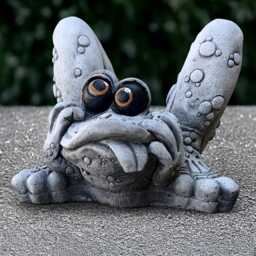 Funny Frog With Tongue Out Statue Cement Silly Sculpture Garden Decor Stone Figurine Humorous Animal Ornament Handmade - thumbnail 3