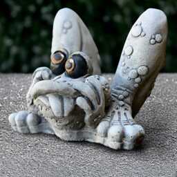 Funny Frog With Tongue Out Statue Cement Silly Sculpture Garden Decor Stone Figurine Humorous Animal Ornament Handmade - thumbnail 2