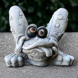 Funny Frog With Tongue Out Statue Cement Silly Sculpture Garden Decor Stone Figurine Humorous Animal Ornament Handmade - thumbnail 1