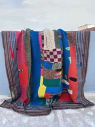Handmade Cotton Kantha Quilt Block Print Patchwork Reversible Boho Bedding - thumbnail 1