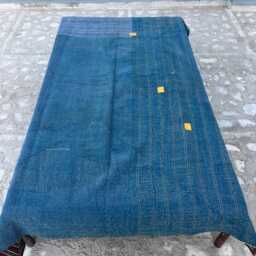 Handmade Cotton Kantha Quilt Block Print Patchwork Reversible Boho Bedding - thumbnail 4