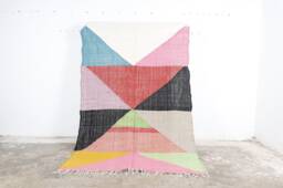 Colorful Kilim Moroccan Rug Handmade Wool Boujad Carpet - thumbnail 1