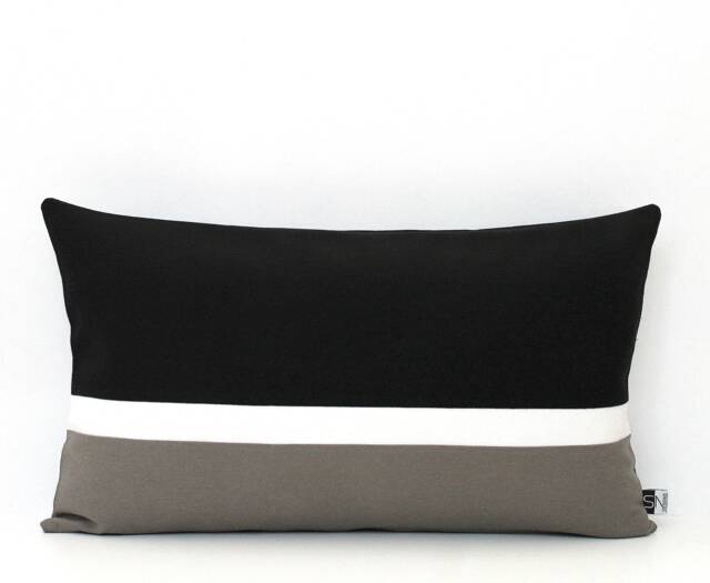 Black, White & Dark Grey Colorblock Pillow Cover - All Sizes, Home Gifts For You - image 1
