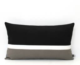 Black, White & Dark Grey Colorblock Pillow Cover - All Sizes, Home Gifts For You - thumbnail 1