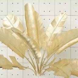 3D Golden Banana Leaf Wallpaper Mural, Tropical Wall Decor, Peel & Stick - thumbnail 3