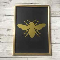Bee Real Foil Print, Black & Gold Framed Or Unframed A4 Honey Art, Gift, Frame, Scandi Style Decoration, Rose - thumbnail 2